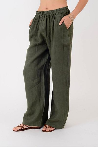 Park Moda 14300 Waist Elastic Tube Leg Linen Pants