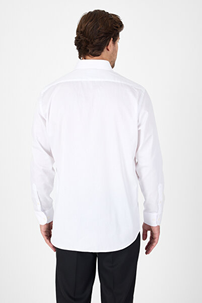 İmza White Long Sleeve Hard Collar Pocket Non Iron Comfort Fit Cotton Shirt 1004250268