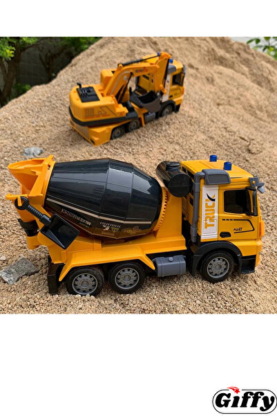 giffy Oyuncak Uzaktan Kumandalı Full Fonksiyon Metal Şarjlı Sesli Işıklı İş Makinesi Beton Mikseri