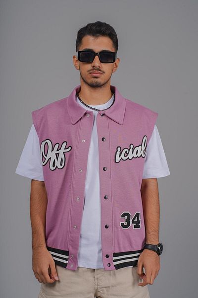 king brich Written College Vest with Snap Front