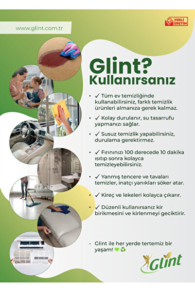 GLİNT 6 X 1 Lt %100 Bitkisel Çok Amaçlı Efsane Genel Temizleyici Tamamen Kokusuz