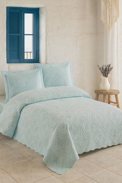 Evimcim Cotton Single Bedspread Set 175X250 – Patterned Pillowcase Included