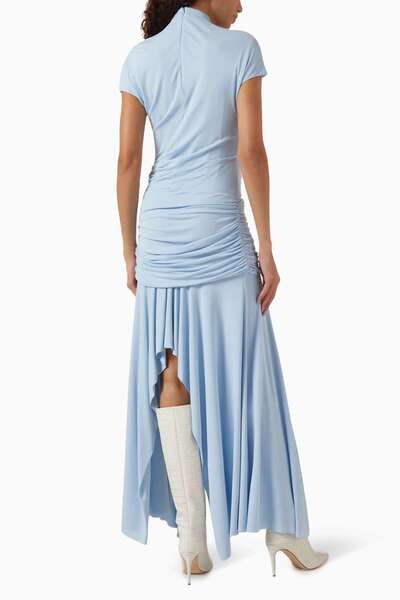 Acne Studios Asimetrik Elbise - Açık Mavi - %100 Viskon - Jarse Kumaş - Modern Tasarım