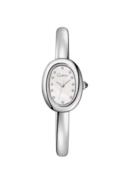 catera Women's silver steel watch with white dial