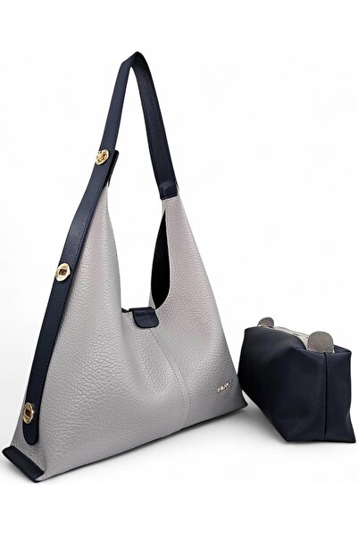 Evident Açık Gri Yavrulu Ayarlanabilir Kilit Askılı Soft Dokulu Kadın Omuz Çantası