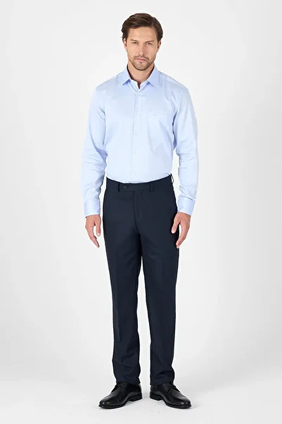 İmza Blue Hard Collar Plain Classic 100% Cotton Comfort Fit Shirt 1004250323