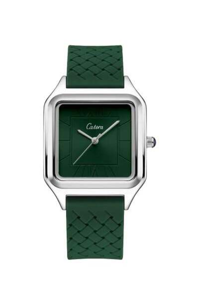catera Men's watch, green rubber magnet, silver frame
