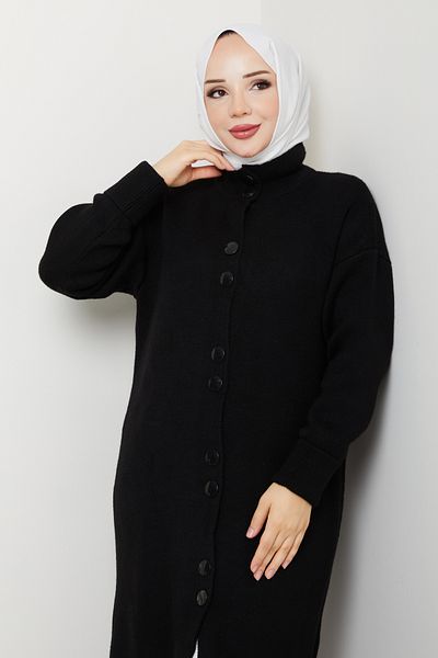 Pamuk Butik Women's Button Closure Neck Detailed Knitwear Cardigan