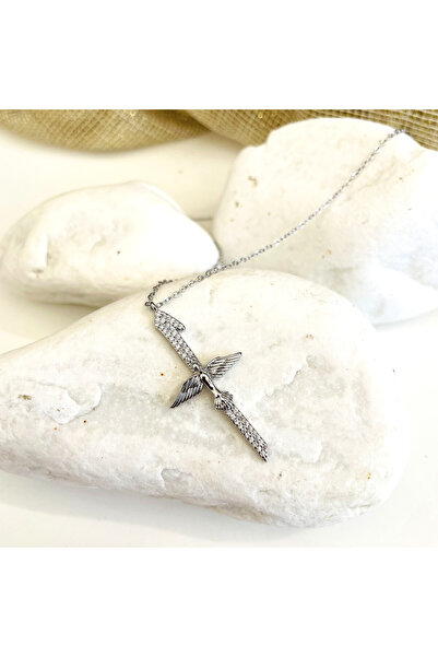 Casa D'or Jewelery Klasik İnce Zincirli Zirkon Taşlı Elif ve Anka Kuşlu Gümüş...