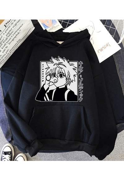 Harajuku Style هوديي أنمي هنتر X هنتر كيلوا باللون الأسود