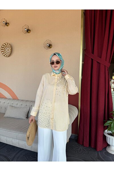 Orfeo Negro Taş Detaylı Gömlek 34570 sarı