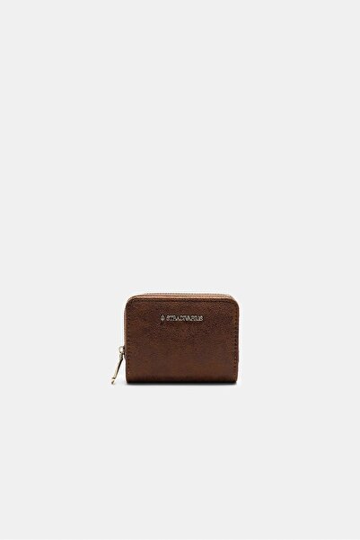 Stradivarius Zipped faux suede card holder purse