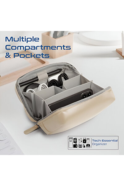 Promate Mens Velvena Tech Organizer Pouch, Beige, Formal