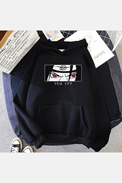 Harajuku Style Hanorac negru cu ochi Sharingan Uchiha Itachi