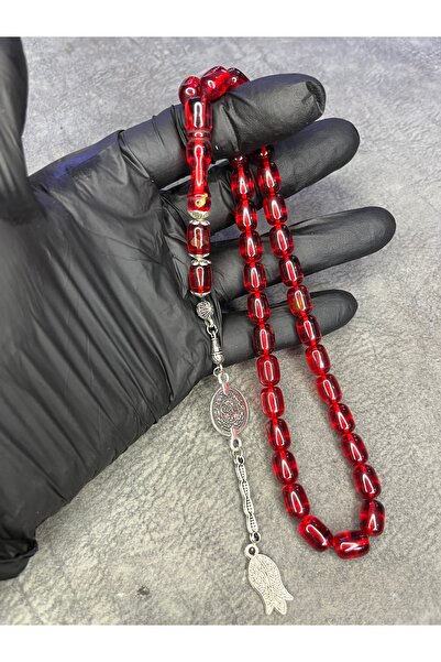 Mos Tespih Capsule Red High-End Crimping Amber Prayer Beads