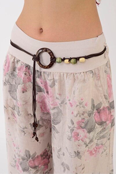 Park Moda 12219 BATIK ROSE ΣΧΕΔΙΟ ΦΑΡΚΙ ΛΙΝΟ ΠΑΝΤΕΛΟΝΙ ΜΕ ΖΩΝΗ