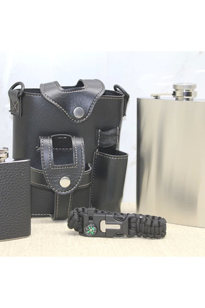 SepetBudur Leather Sheathed Flask Set Alk3929