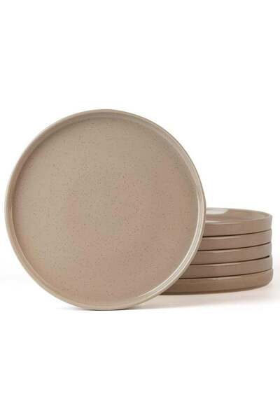 Generic Famiware 6 Piece Stoneware Dinner Plates in 10.25 inches, Scratch Resistant, Modern Rustic Serving