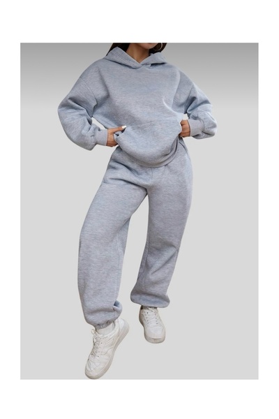 FUFLUNS SET DE PANTALON DE ANTRENAMENT OVERSIZE CU GLUGĂ BASIC PLAT PENTRU FEMEI