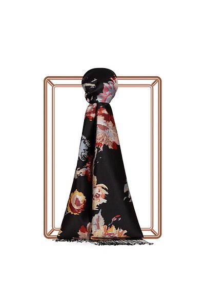 ipekevi Black Silk Shawl 05804