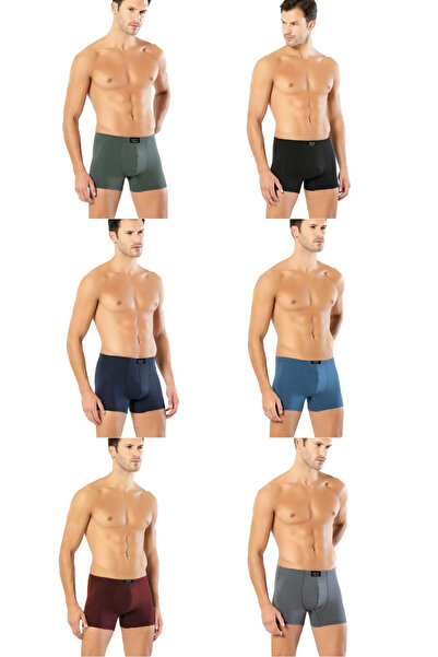 Bonnie Clyde Ανδρικό Modal Waist Elastic Boxer Χρώμα και μοτίβο Ποικιλία Μπορντό 6 Πακέτο - Μπορντό - BCP1.KOCTAQ10E11-BRD