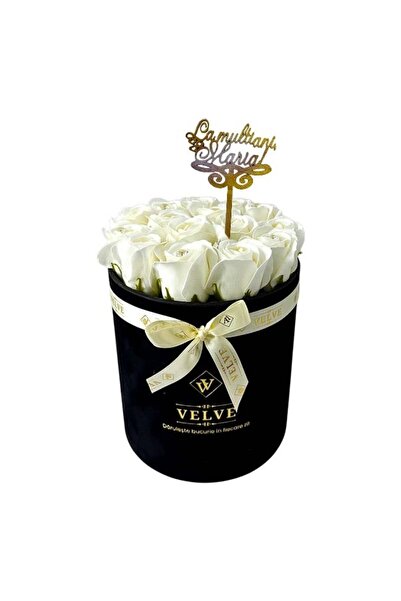 velve Aranjament Crystal Beauty,15 roses soap, cristale, cutie catifea, toppe...