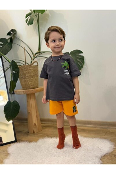 Kids مجموعة Palm Anthracite-Orange من الأسفل إلى الأعلى