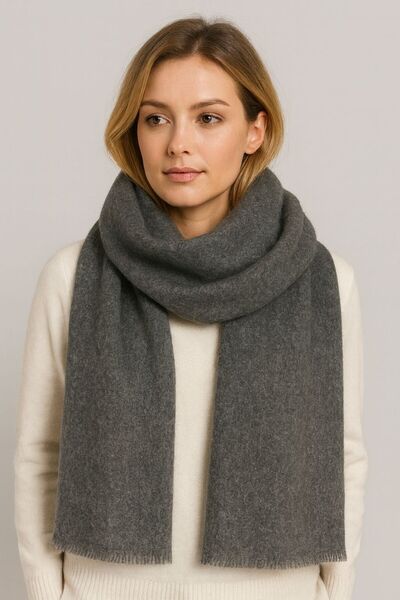 sf collection Eșarfă de iarnă gri pentru femei, simplă, moale, cu textura, șal pentru umăr