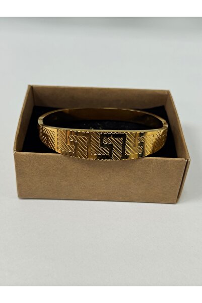VLDORO D'Oro Gold Grek Pattern Steel Bracelet