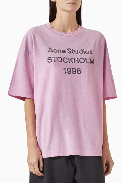 Acne Studios Pink 1996 Logo Printed T-Shirt - Cotton Blend - Acne Studios Vintage Chic