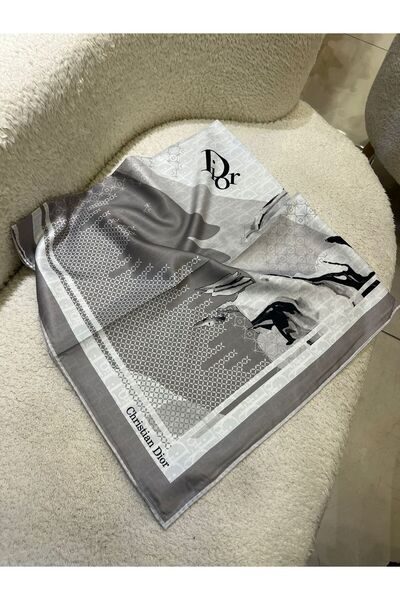 Sima NEGRU-GRI Eșarfă din mătase twill DR importată