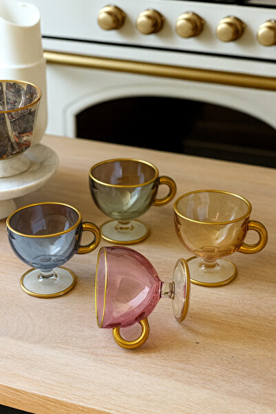 WuuQ Lustered Colored Glass 4-Piece Footed Tea, Coffee, Soft Drink Glass