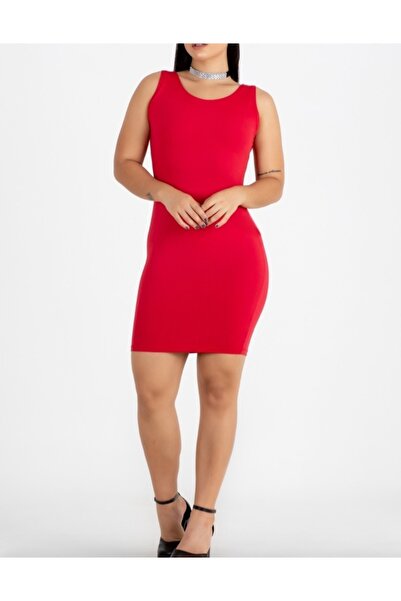 CARABO MODA Midi Length Dress with Thick Straps
