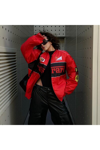 Gofeel Kırmızı Racing Bomber Oversize Unisex Ceket