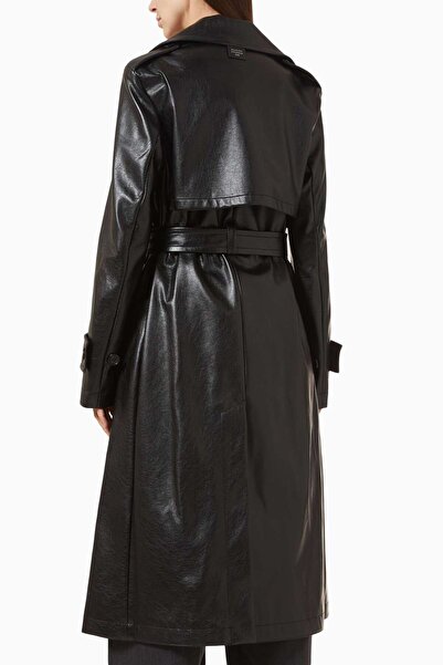 Acne Studios Siyah Bedenli Kaban - Suni Deri - %100 Polyester - Ayarlanabilir Kemerli, Şık Tasarım