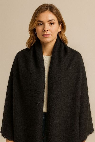 SFCOLLECTION Women's Black Winter Plain Soft Textured Scarf Shawl Shoulder Wrap