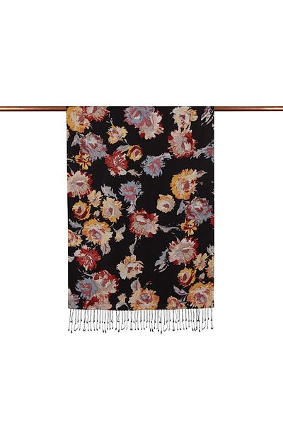 ipekevi Black Silk Shawl 05804