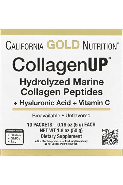 California Gold Nutrition CollagenUp Marine Hydrolyzed Hyaluronic Acid Vitamin C Unflavored - Pack of 10