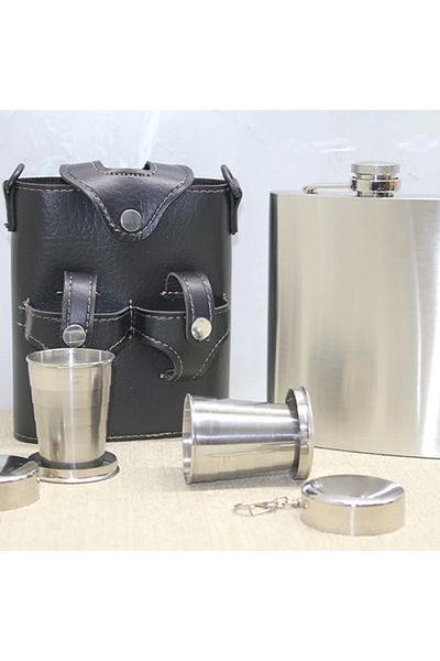 SepetBudur Leather Sheathed Flask Set Alk3931