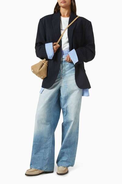 Acne Studios Oversized Blazer - Kırmızı - 97% Viskon, 3% Elastan - Modern Katmanlı Tasarım