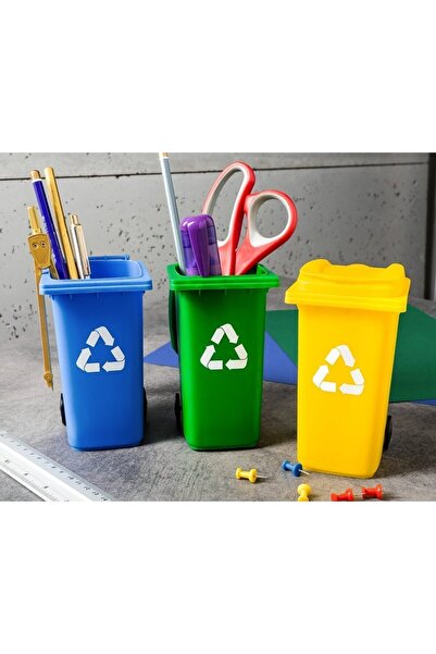 Gadget Master Set 3 suporturi pentru pixuri în formă de coșuri de gunoi