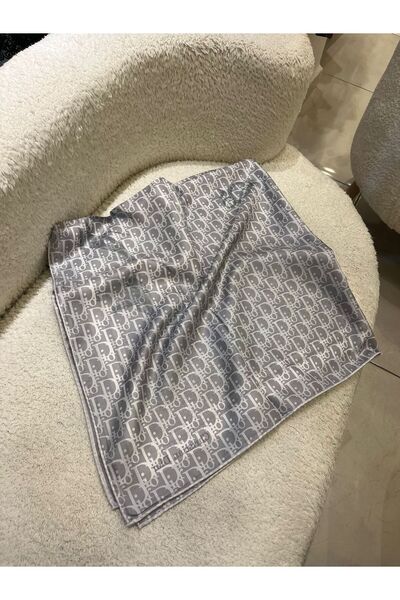 Sima NEGRU-GRI Eșarfă din mătase twill DR importată