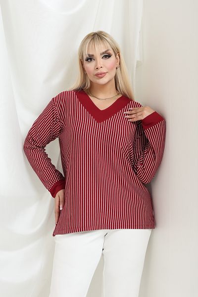 şuranur Bamboo Viscose V-Neck Long Sleeve Blouse – Relaxed Fit, Plus Size (Xl–6Xl)