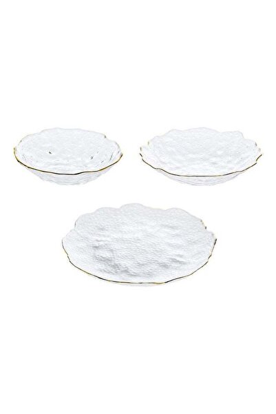 Generic 3-Piece Glass Serving Plates Clear 25.5x2.5cm