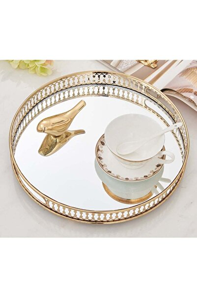 Generic Mirror Tray Household Dinner Plate Mirror Storage Tray Metal Fruit Tr...