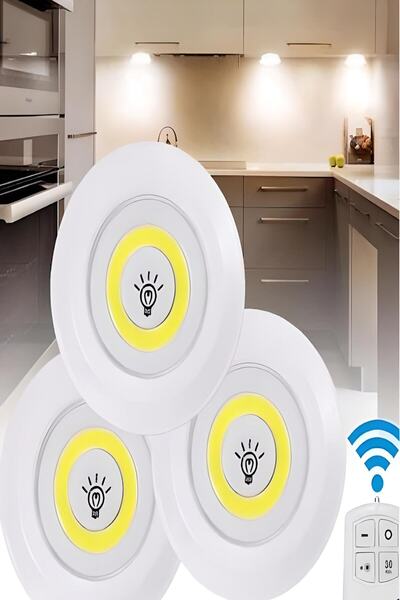 Genel Markalar Kablosuz Uzaktan Kumandalı Yapışkanlı Led Işık – Spot Lamba, D...