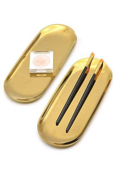 Generic 2-Piece Stainless Steel Serving Tray Gold 30x12cm