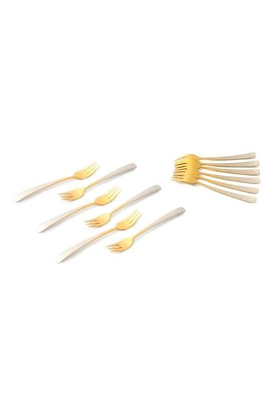 Generic Life Smile 12pcs Cutlery Set, 18/10 Stainless Steel, Flatware Set, 12pcs Cake Fork, Gold Gradient,