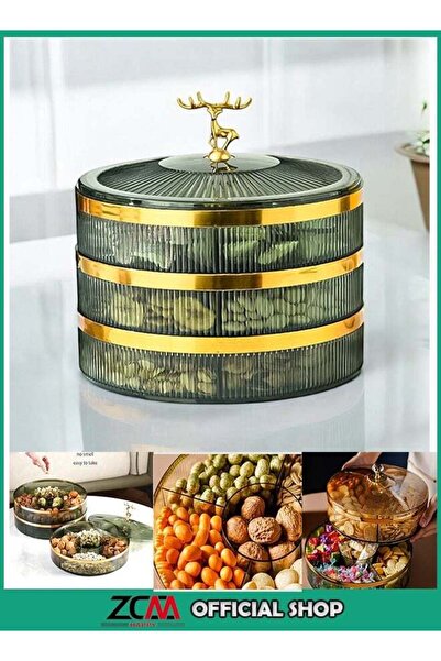Generic Three Layer Fruit Plate with Candy and Snack Storage Box Light Luxury...