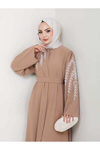MODA Salkım Ferace Düğme Detaylı Nakışlı